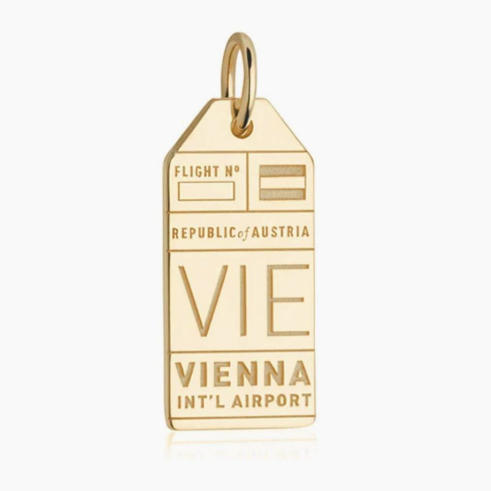 Jet Set Candy Vienna VIE Luggage Tag Charm Gold Vermeil